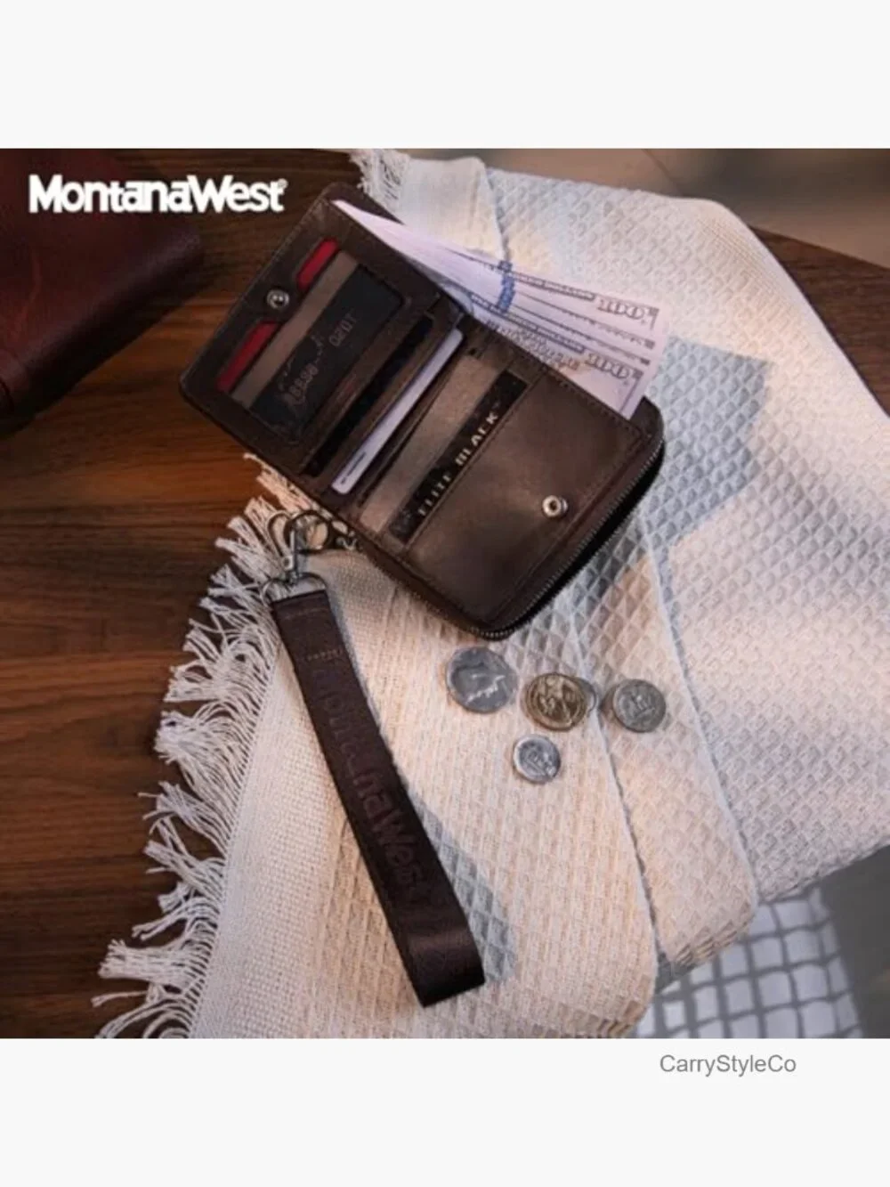 Small RFID Blocking Wristlet Wallet with Detachable Strap